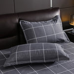 taies d'oreiller rectangulaires motif géométrique carreaux gris moderne 100% polyester 48x74cm enveloppe double inclusion