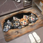 tapis moderne chatons trou bois multicolore antidérapant intérieur salon chambre