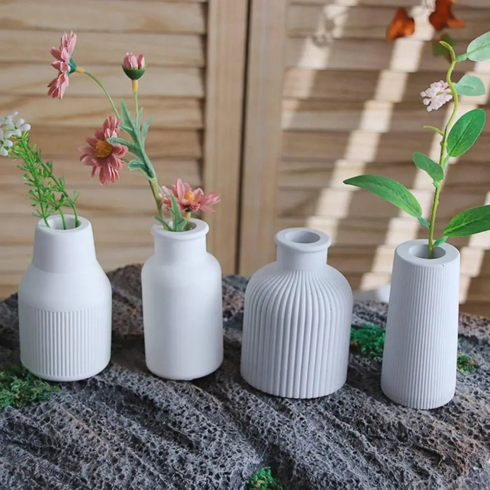 moule silicone vases diy marbré rayures moderne décoration intérieure blanc bleu rose beige
