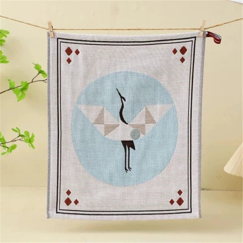 tapisserie coton biologique forêt animaux motifs colorés clips bois moderne artiste