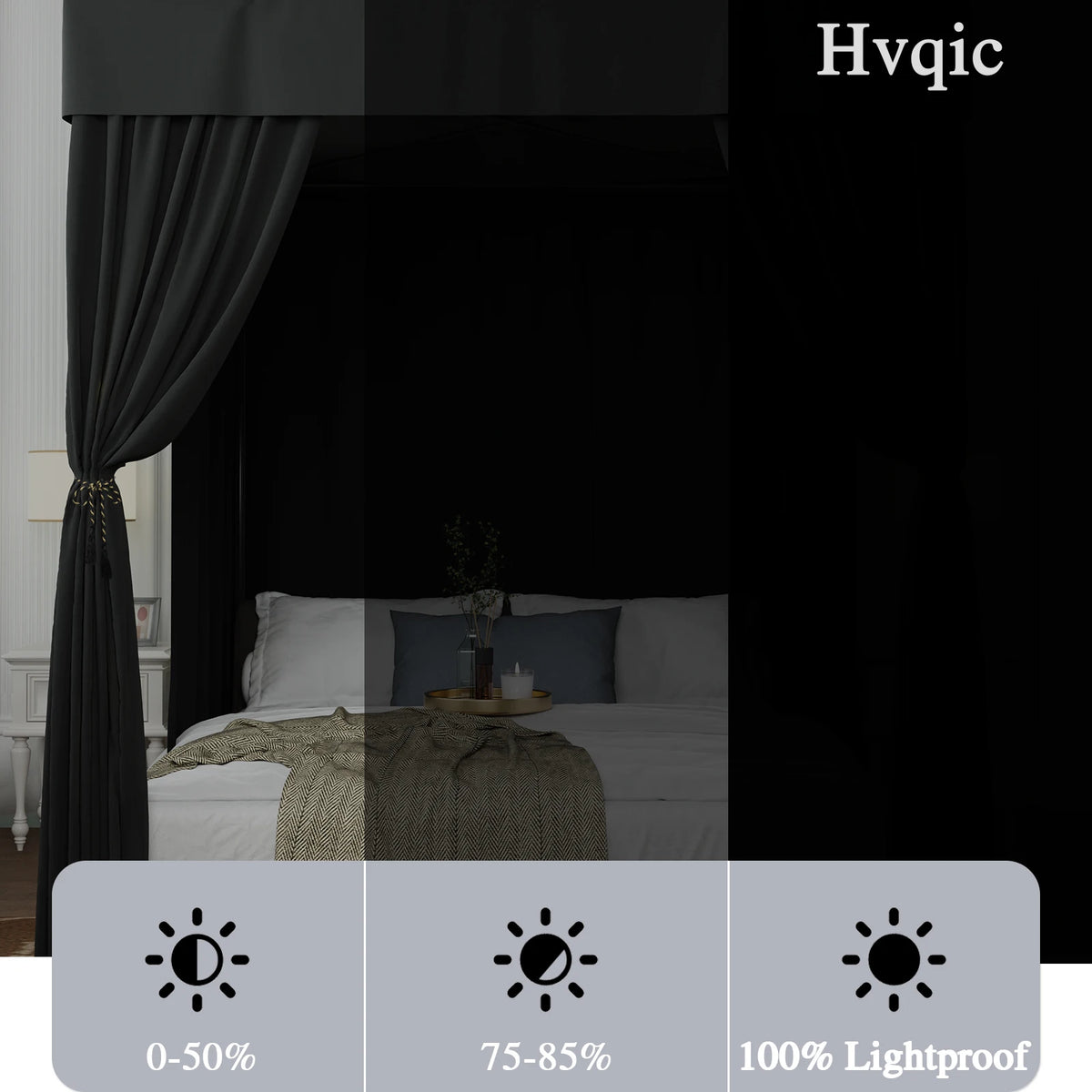rideau lit adulte polyester noir moderne anti insectes hand washextérieur campementqueen king twin full