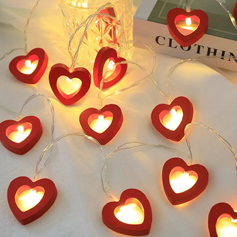 guirlande lumineuse coeurs rouge blanche decoration saint valentin vacances maison extérieur led batterie