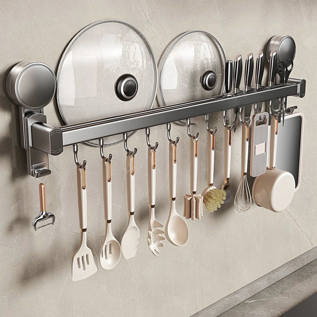 porte couverts mural moderne adhésif platines spatules couteaux essuie tout pot lait planche découper