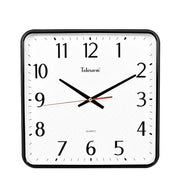 horloge murale carrée moderne noir blanc aiguille orange quartz minimaliste