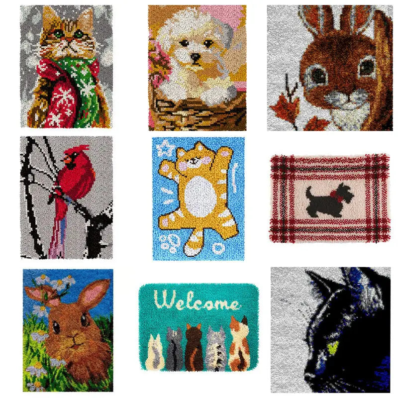 kit crochet tapis décoratif animaux chat chien lapin fait main diy débutant