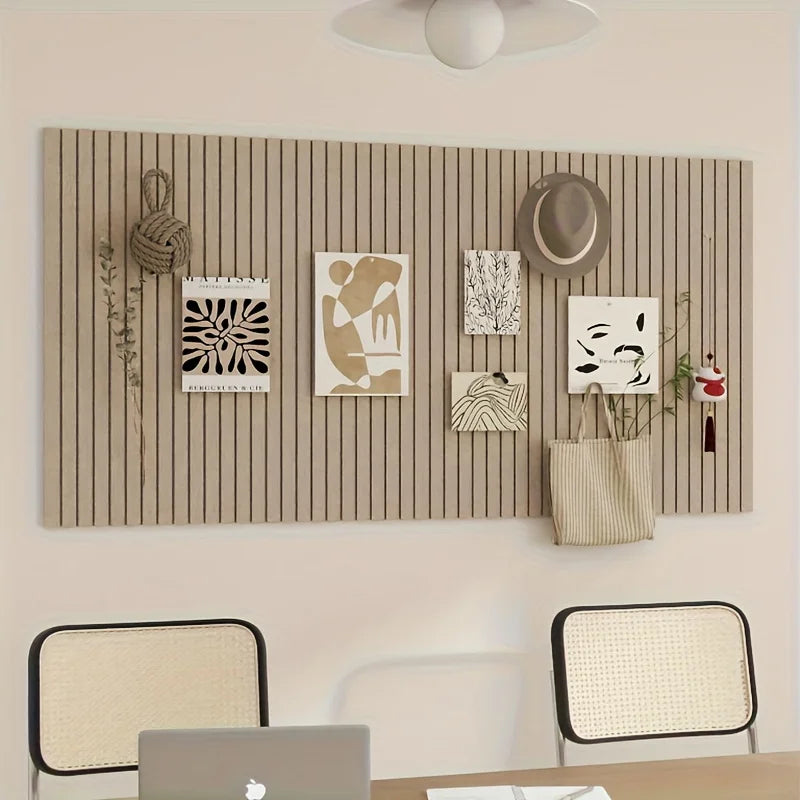 panneau mural décoratif minimaliste beige gris blanc rainures verticales régulières dimensions 40cm 60cm abstrait