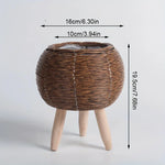 jardinière tressée moderne rustique cache pot bois naturel plante verte decoration interieur exterior