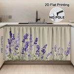rideau cuisine fleur lavande violet beige clair classique machine wash polyester