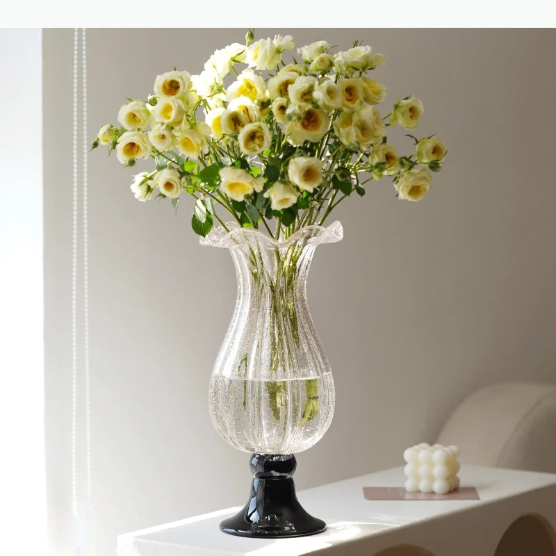 vase transparent gravé rose noir vert violet strié classique moderne table