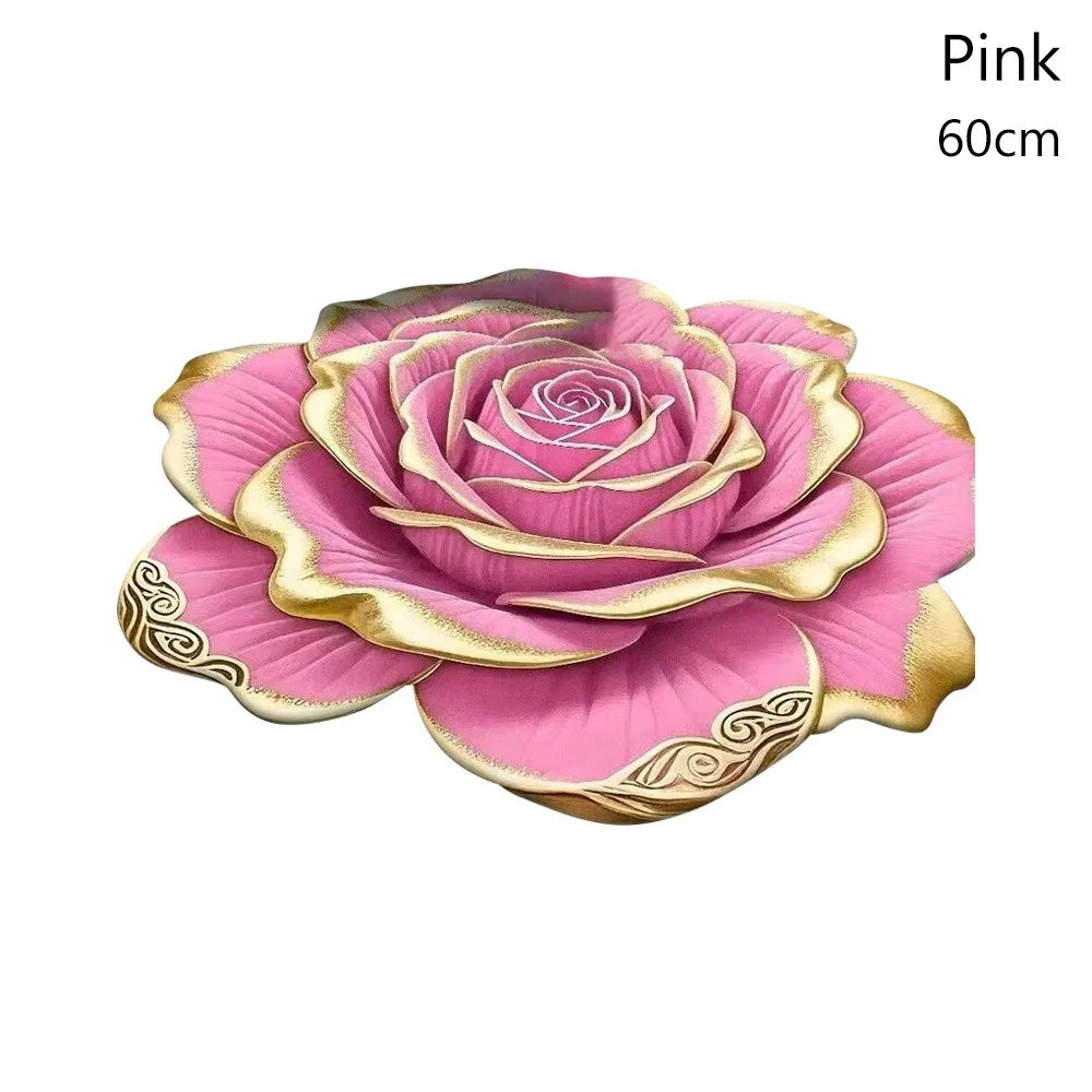 tapis 3d fleurs polyester moderne bleu jaune marron rose violet anti dérapant salon chambre