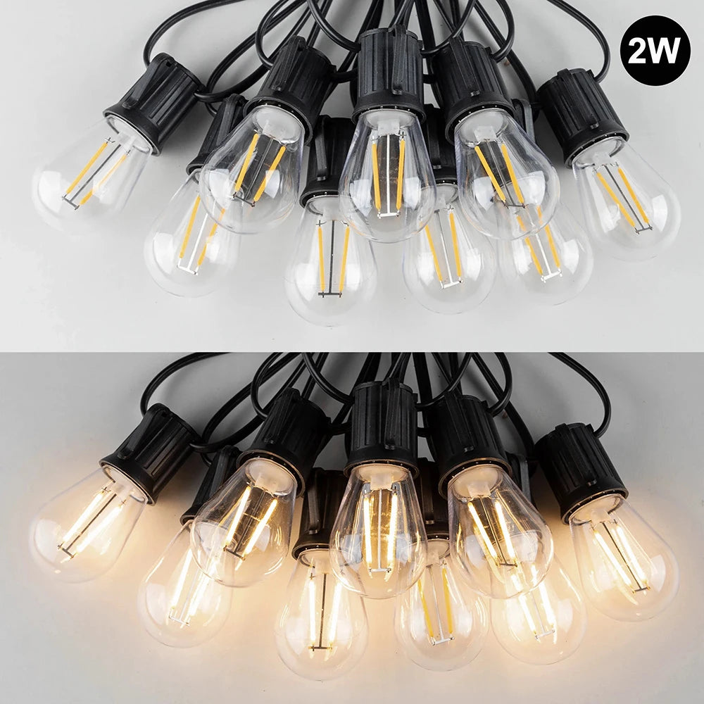 guirlande lumineuse led ampoules vintage transparentes noir jaune orangé 10m 15m