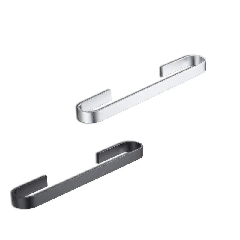 porte serviettes mural moderne minimaliste aluminium argenté noir adhésif serviette grise autonome surface inoxydable