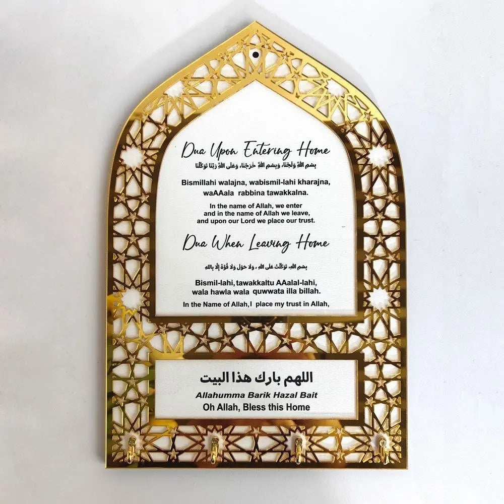 plaque décorative religieuse or noir motif géométrique ajouré clés coeur métal artisanal élégant