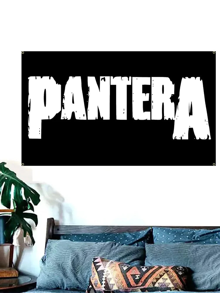 bannière pantera lettres blanches fond noir graphique grunge clips décoration chambre studio musique