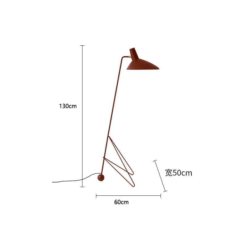 lampadaire led vintage noir pied trépied angle salon chambre coucher abatjour conique mid century