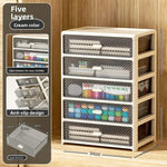 meuble tiroirs crème transparent moderne rangement papeterie deux six tiroirs diagonaux plastique