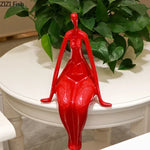 sculpture abstraite résine noire blanche rouge moderne minimaliste decoration art ornement finition autre