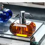 distributeur savon liquide transparent violet vert jaune bleu effet irisé moderne minimaliste pompe