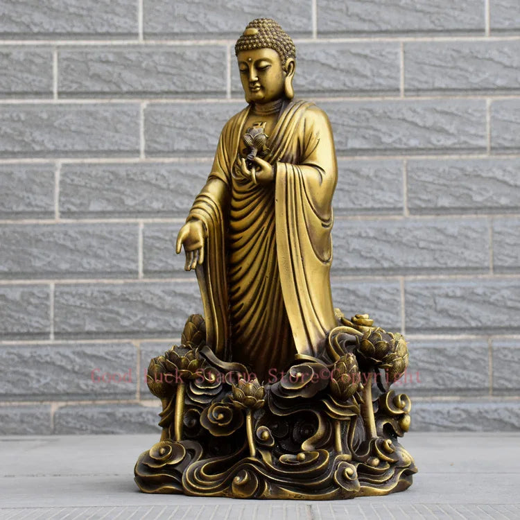 statue bouddha or classique decoration intérieur ornements details lotus protention entrée maison erotique traditionnelle