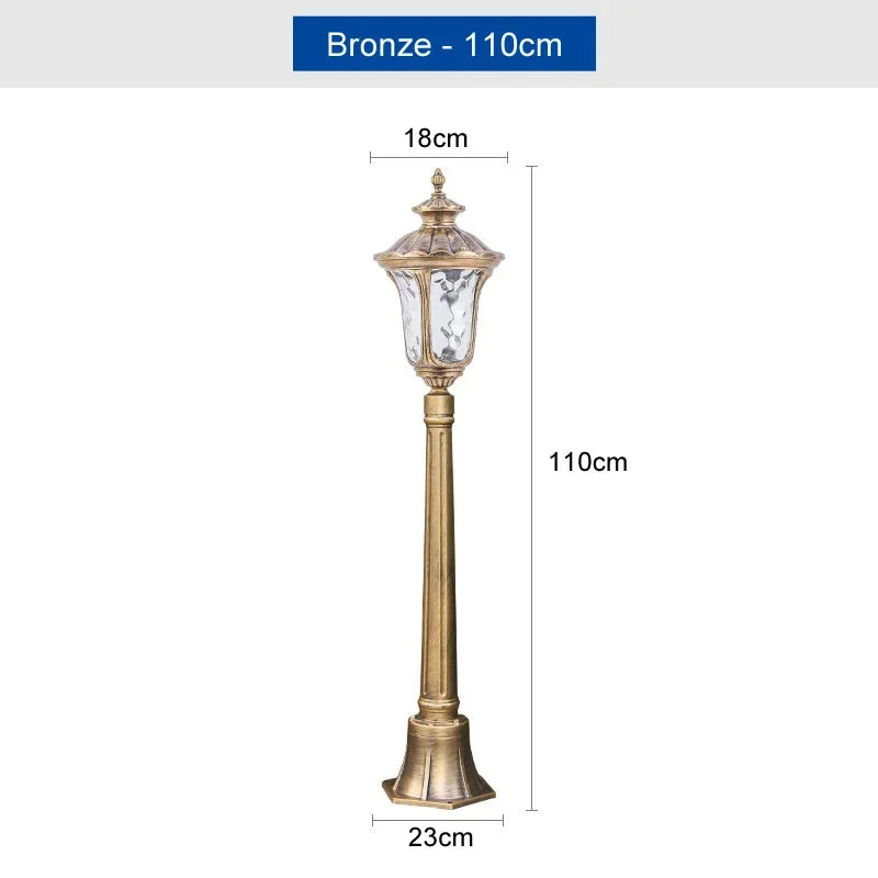 lampe jardin extérieure led noir bronze transparent classique vintage 80 110cm