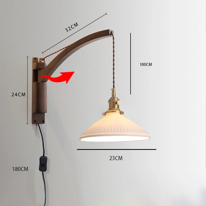 lampe murale moderne led blanc doré chambre entrée salle bain interrupteur mural câble électrique