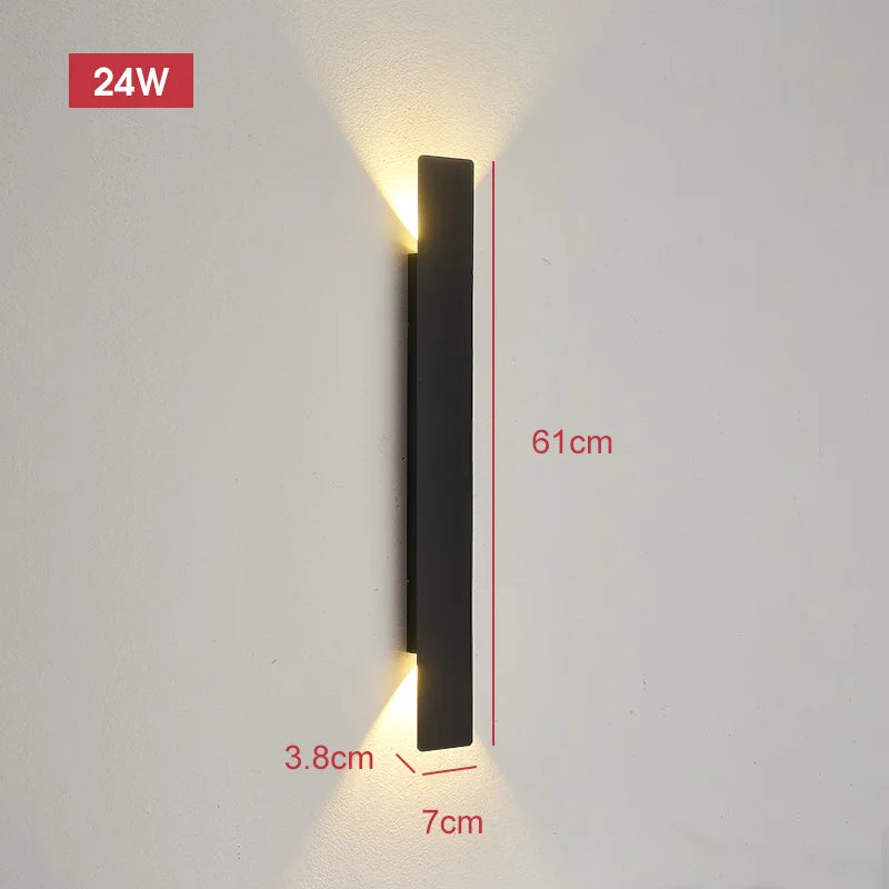 applique murale moderne extérieure led 18w 41cm noir résistante ip65 aluminium