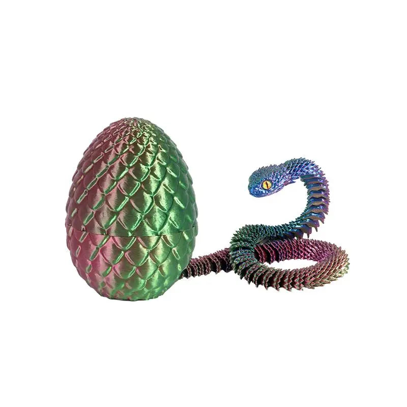 décoration intérieure serpent multicolore réaliste œuf inclusion 30 cm 8.5 cm
