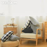 housse coussin noir blanc carreaux rayures moderne 30x50cm 45x45cm fixe décoration intérieur