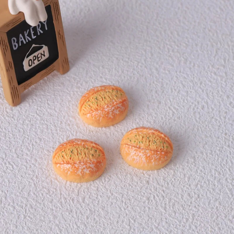 miniatures pains pâtisseries réalistes orange beige blanc détaillées résine peint artificiel