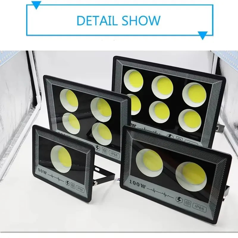 projecteur led ip66 étanche noir moderne clips câbles 50w 100w 300w 400w 500w