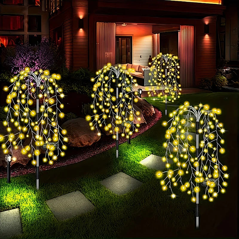 guirlande solaire extérieure cascade lumières LED rouge bleu vert jaune blanc festif