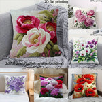 taies d'oreiller décoratives fleurées moderne polyester rouge blanc vert rose jaune