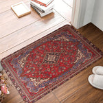 tapis ethnique traditionnel rouge bleu beige antidérapant intérieur extérieur doux porte sol cuisine
