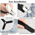 sangles élastiques ajustables clips métalliques maintien draps lit noir modernes 70cm 280cm