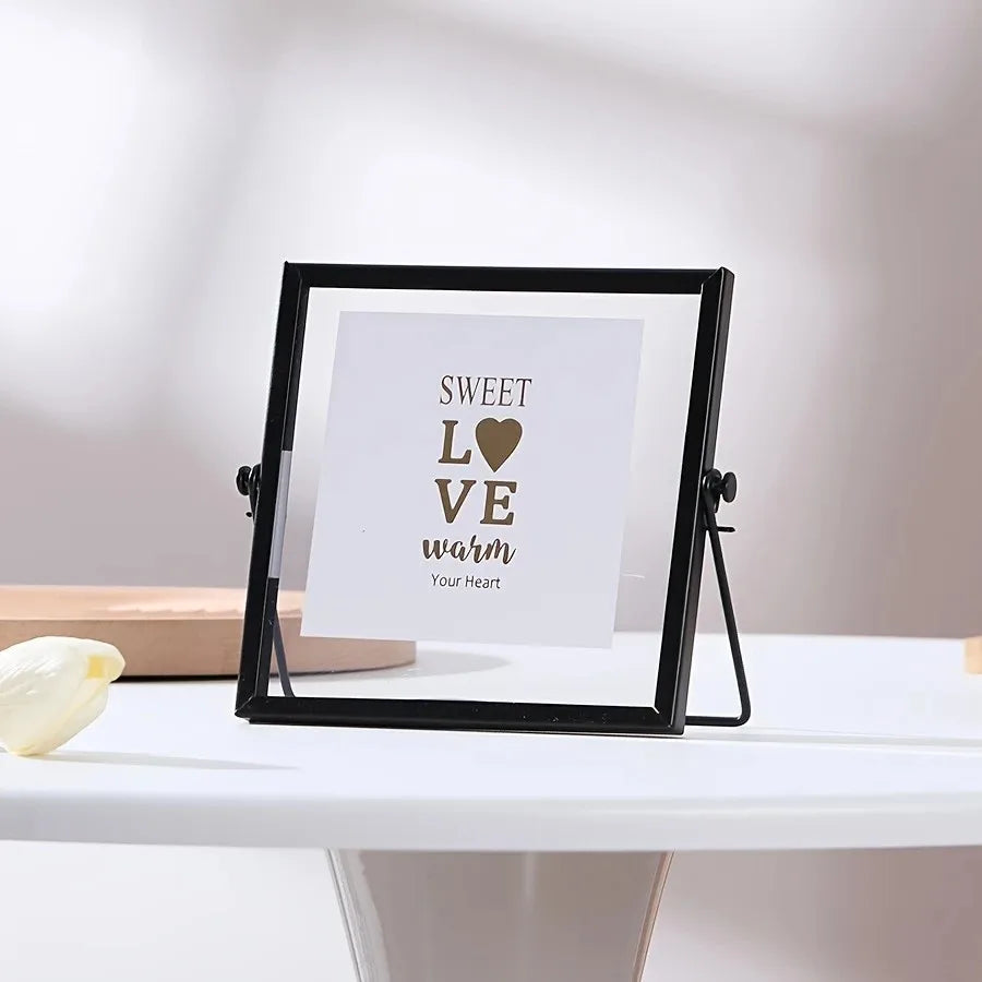 cadre photo or noir support pliable minimaliste motif typographique acrylique transparent chambre