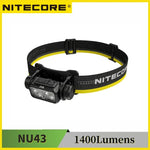 lampe frontale rechargeable sportive bande élastique noir jaune led 1400 lumens 130m distance