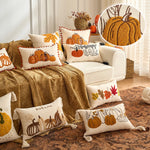 citrouilles feuilles d'automne coussin polyester 45x45cm rustique halloween thanksgiving decoration chambre