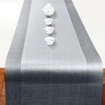 chemin table pvc moderne gris marron beige motif géométrique tissé semi transparent maison