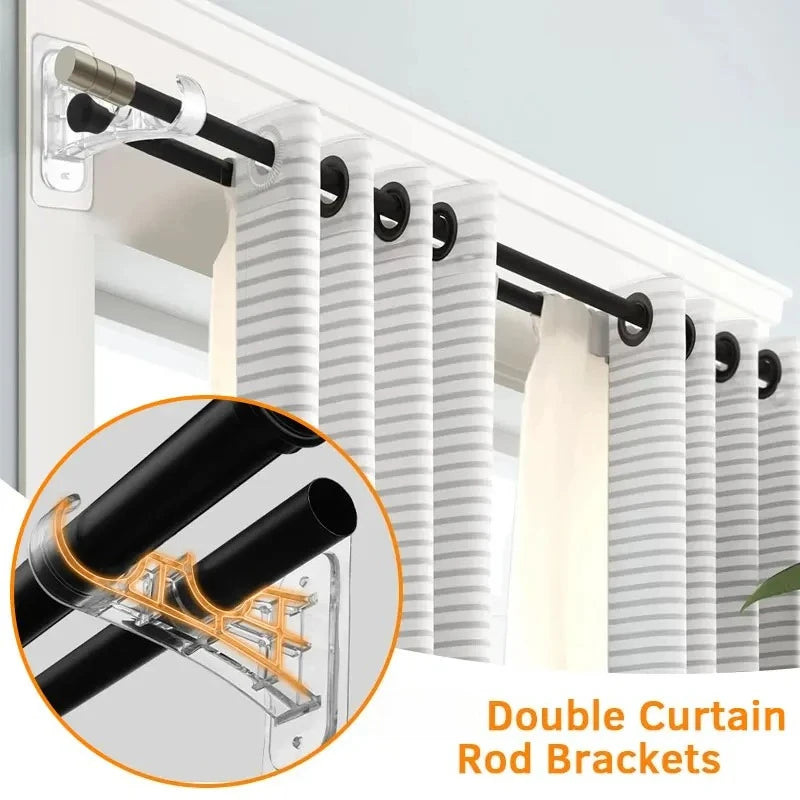 supports tringles rideaux adhésifs transparents modernes double fixation sans perçage tringles adaptatives rideaux
