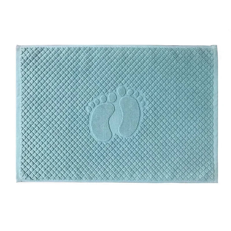 tapis bain coton imprimé pas pied vert gris moderne absorbant 80x50cm