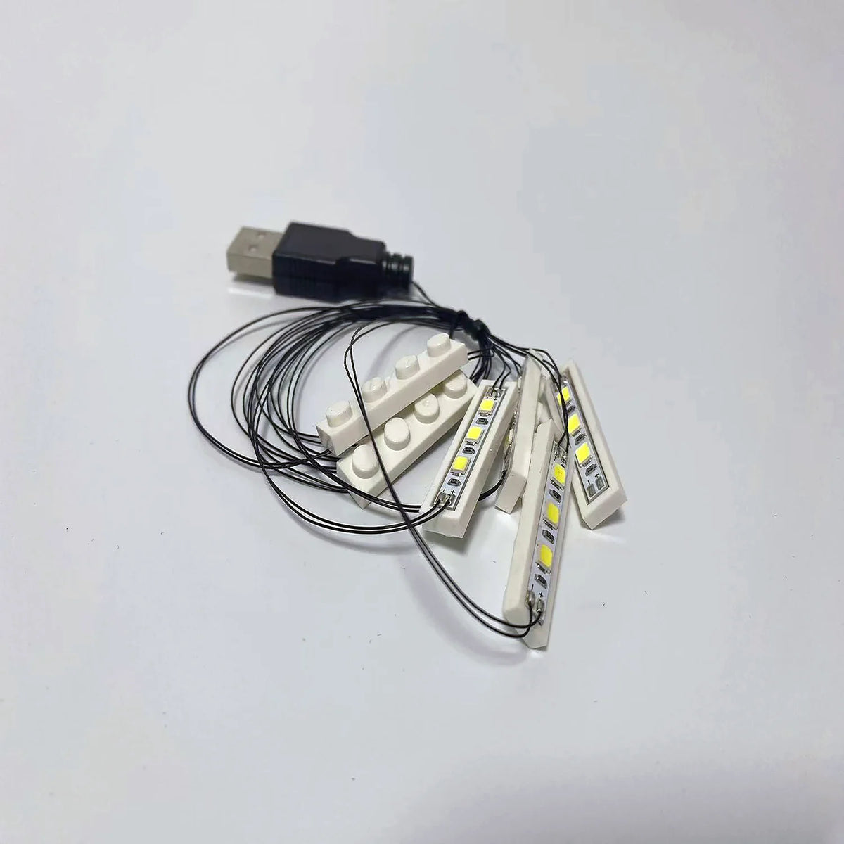 éclairage led kit lego blanc noir lumière chaude froide modules connecteurs usb câble fils