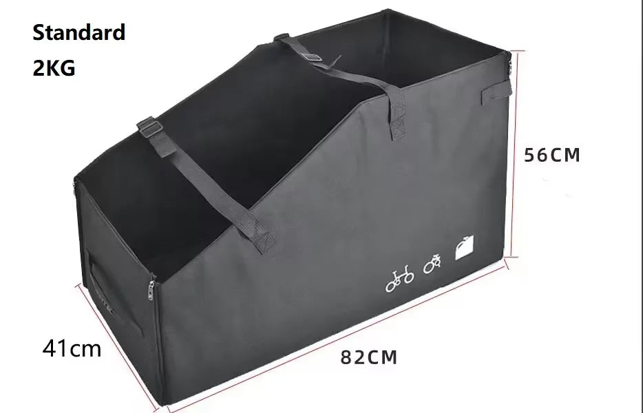 boîte rangement vélo pliant noir tissu uni pratique poignées fermeture glissière durable nylon