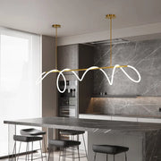 lustre suspension or moderne abstrait contemporain ondulé led blanc chambre salon