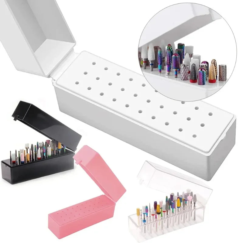 boîte rangement pinceaux manucure blanc noir rose pratique moderne 30 trous