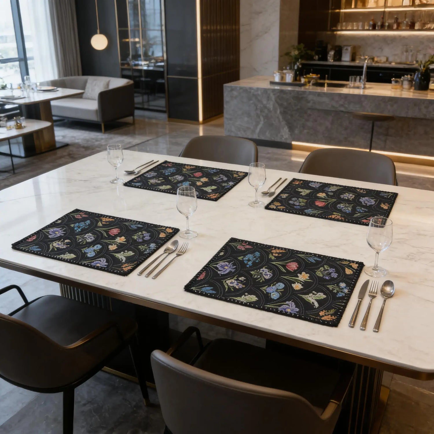 Set de table tissé main couleur abricot