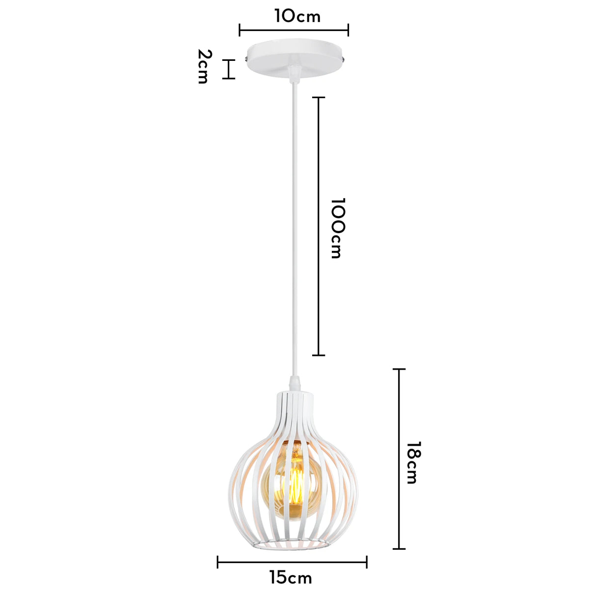 Suspension lumineuse industrielle moderne métal noir blanc abat jour rond grillagé