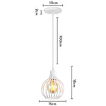 Suspension lumineuse industrielle moderne métal noir blanc abat jour rond grillagé