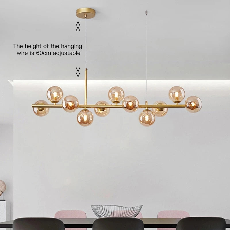 suspension luminaire moderne boule verre blanc translucide salon cuisine salle manger led noir