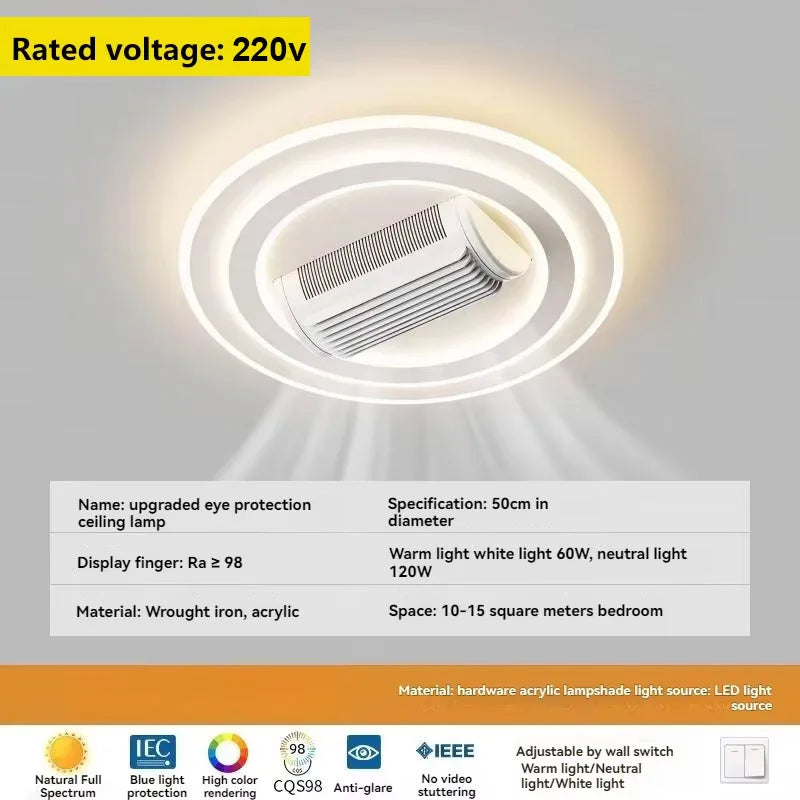 plafonnier led blanc moderne minimaliste ventilation grille diffusion lumière chambre salon