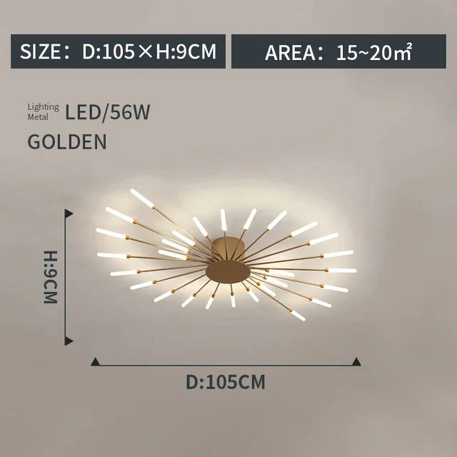 plafonnier moderne or noir lumineux éclairage quotidien acier certifié ccc 249 2000 lumens